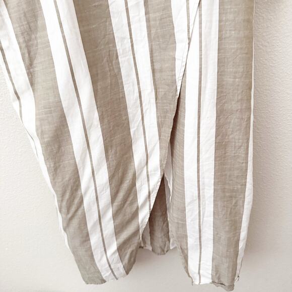 EXPRESS | Khaki Green Striped Cut Out Cotton Sleeveless Midi Dress | Small - Picture 4 of 10